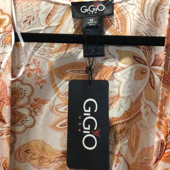 NWT GiGiO Fringed Peach/Brow Lg & Sm Floral Kimono - Picture 2 of 6